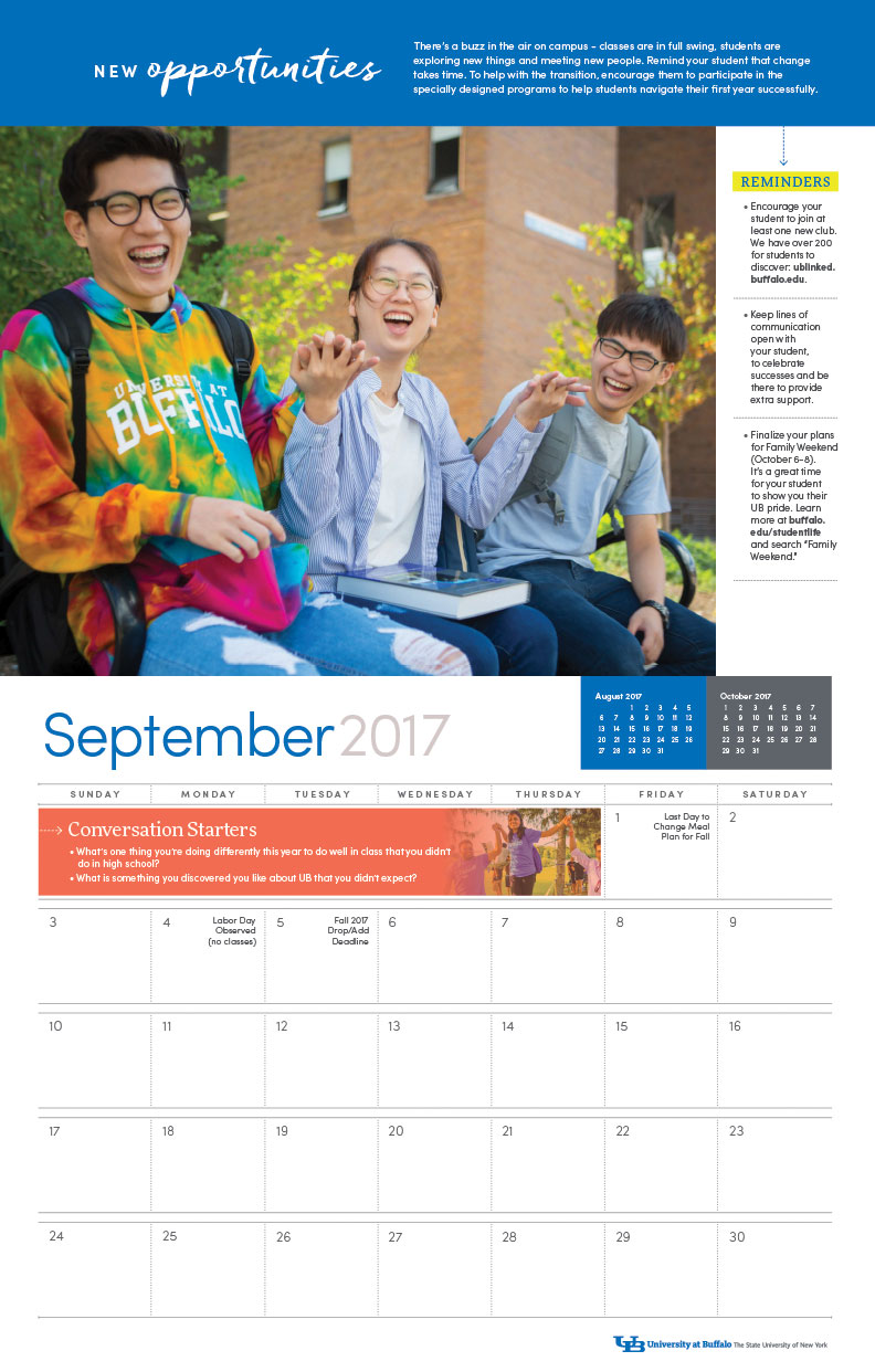Buffalo University Calendar Customize and Print